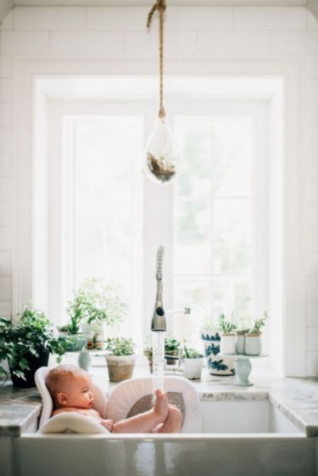 Bain lotus pour lavabo - Blanc et gris | Blooming Baby