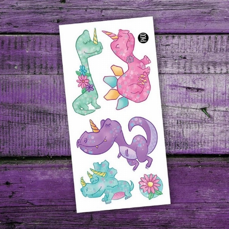 Tatouages temporaires - Les dinos-cornes | PiCO