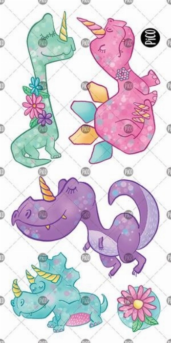 Tatouages temporaires - Les dinos-cornes | PiCO