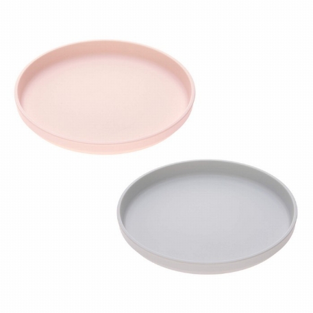 Duo assiettes avec bambou - Rose/gris Lassig