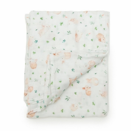Couverture en mousseline de bambou - Bunny Meadow | Loulou Lollipop