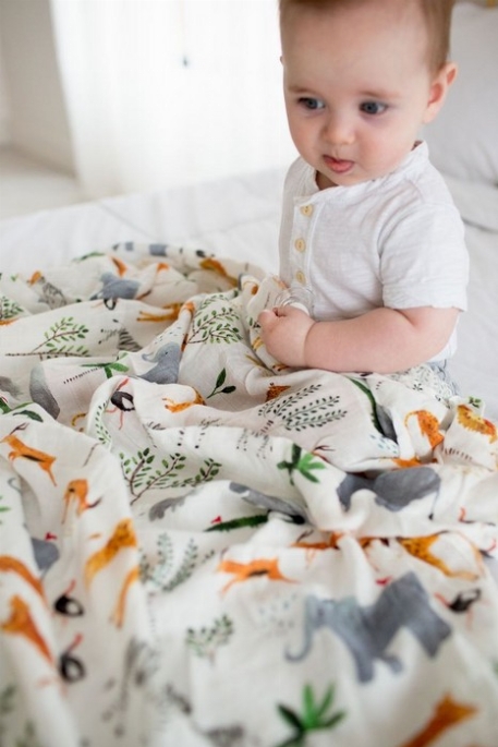 Couverture en mousseline de bambou - Safari | Loulou Lollipop