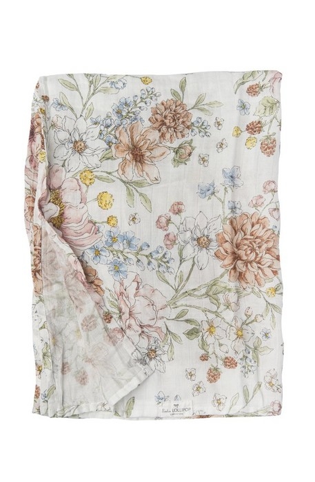 Couverture en mousseline de bambou - Jardin secret | Loulou Lollipop