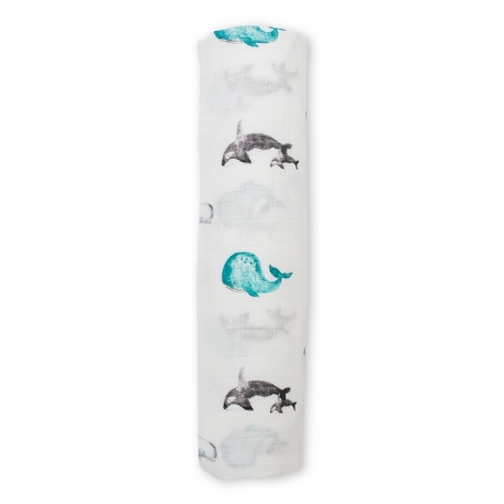 Couverture mousseline de bambou - Baleines | Lulujo