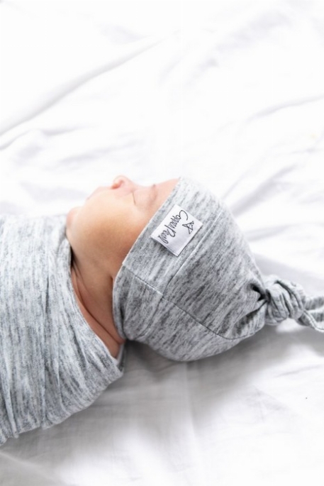 Bonnet à noeud 0-4M - Gris | Copper Pearl