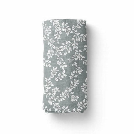 Couverture en mousseline - Feuilles Bleu | The Mini Scout
