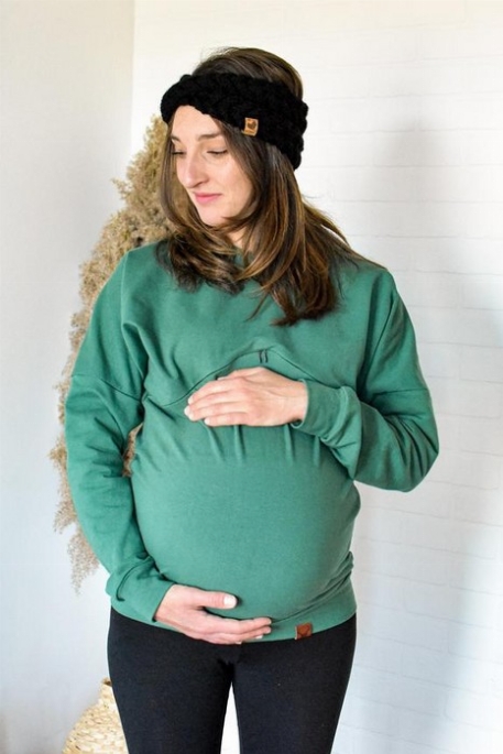 Chandail boyfriend pour femme, grossesse et allaitement - Vert cactus | Nine Clothing