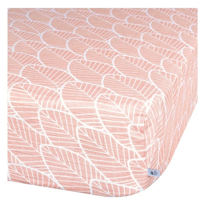 Drap couchette en mousseline - Feuilles rose | Perlimpinpin