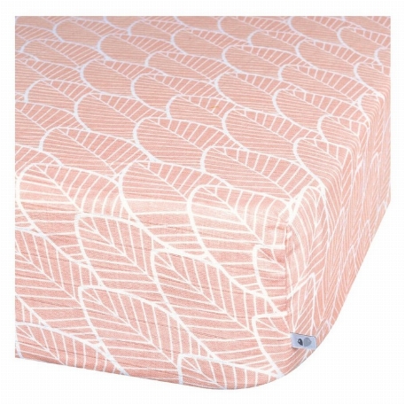 Drap couchette en mousseline - Feuilles rose | Perlimpinpin