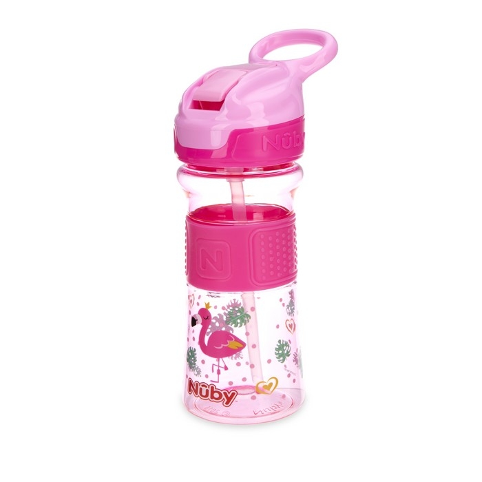 Bouteille No-Spill Thirsty Kids Reflex Flip-It - Flamant rose | Nuby