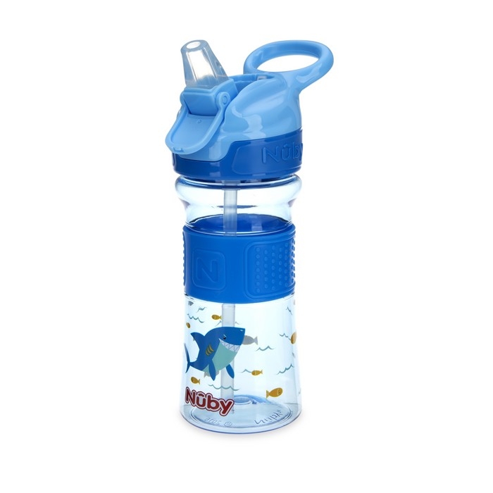Bouteille No-Spill Thirsty Kids Reflex Flip-It - Requin | Nuby