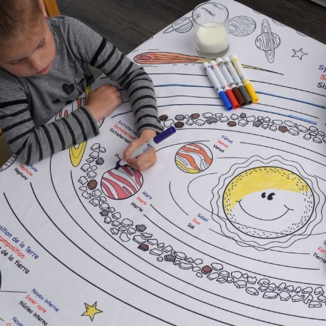 Nappe à colorier - Planètes Trilingue | Bimoo