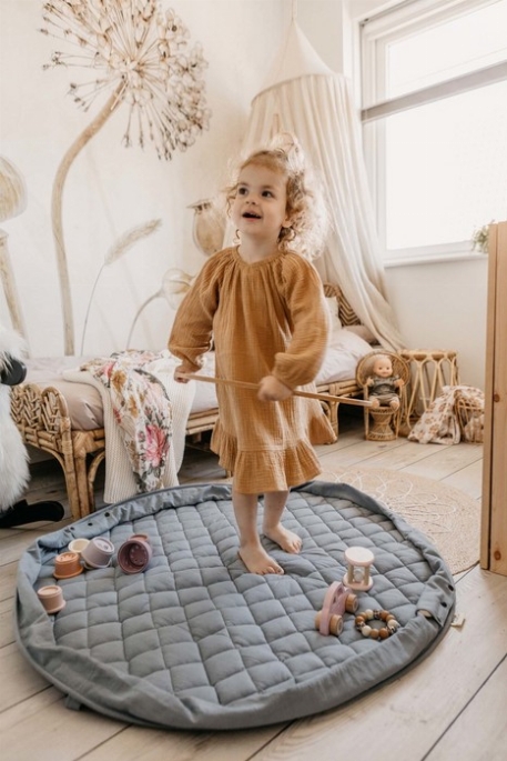 Tapis de jeu et de rangement biologique - Bleu poudre | Play&Go