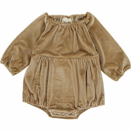 Barboteuse en velours Daisy - Gold | Vignette 0-3M