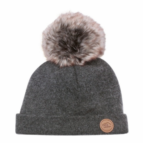 Tuque avec pompon 0-6M - Graphite | Petit Coulou