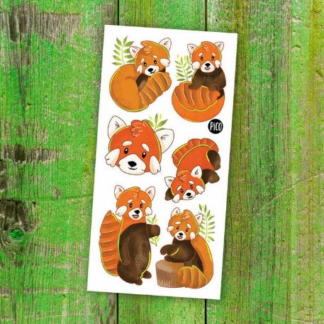 Tatouages temporaires - Les doux pandas roux | PiCO