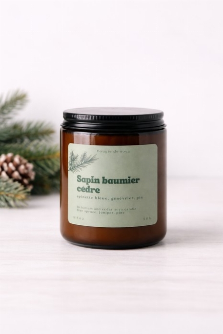 Chandelle - Sapin baumier et cèdre | Savonnerie Poussière D'Étoile