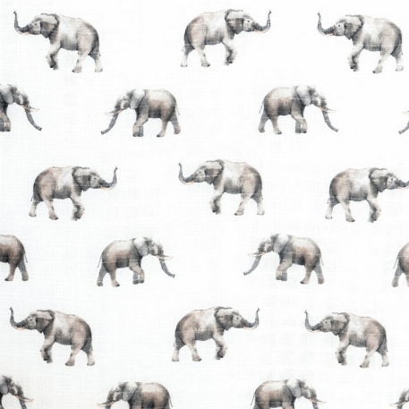Drap contour en mousseline de bambou - Éléphants | Lil North Co.