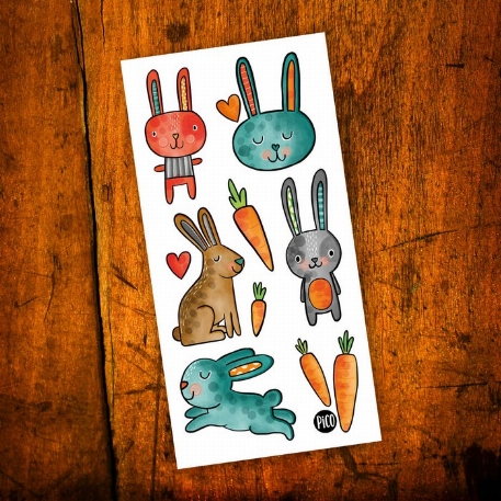 Tatouages temporaires - Les doux lapinous | PiCO