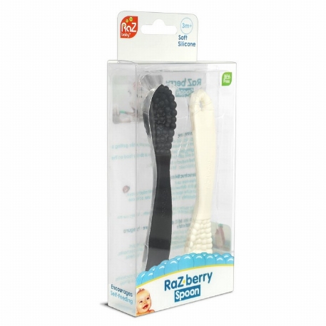 Cuilière d'entrainement en silicone pqt 2 - Noir et blanc | Raz Baby