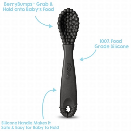 Cuilière d'entrainement en silicone pqt 2 - Noir et blanc | Raz Baby