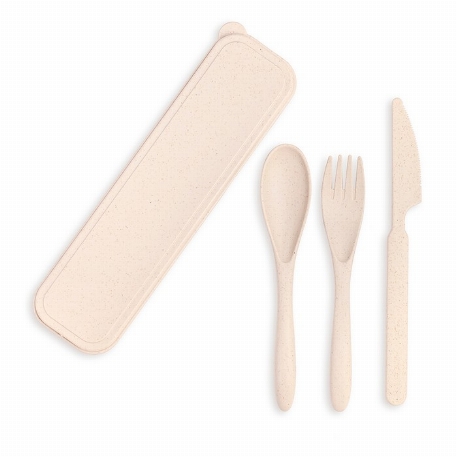 Ensemble d'ustensiles biodégradable - Beige | Execo
