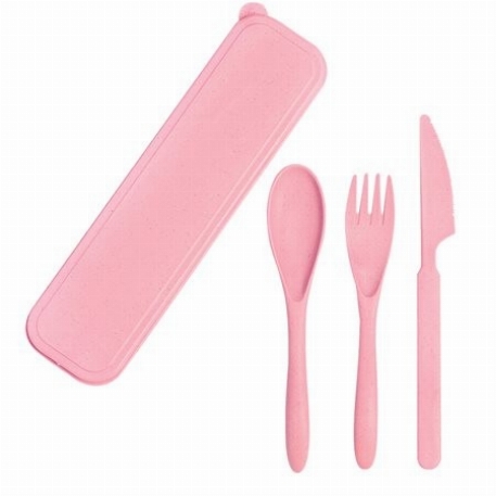 Ensemble d'ustensiles biodégradable - Rose | Execo