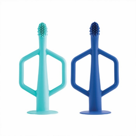 Brosses à dents d'entraînement en silicone - Indigo et Mint | Tiny Twinkle