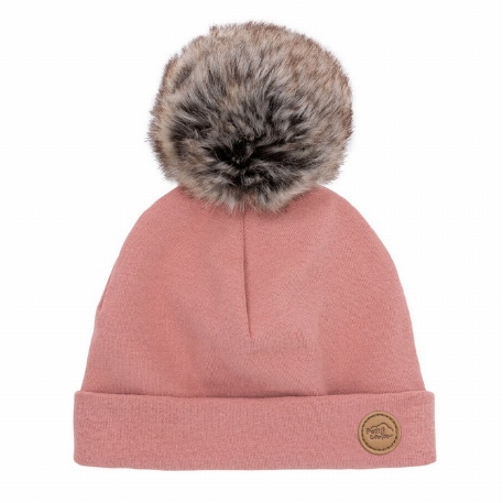 Tuque avec pompon 0-6M - Blush | Petit Coulou
