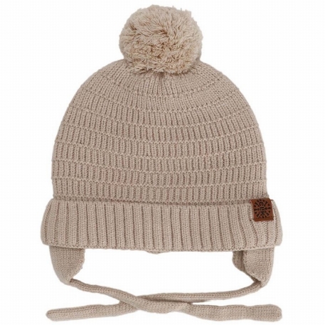 Chapeau Tricot Pompon - Beige | Calikids