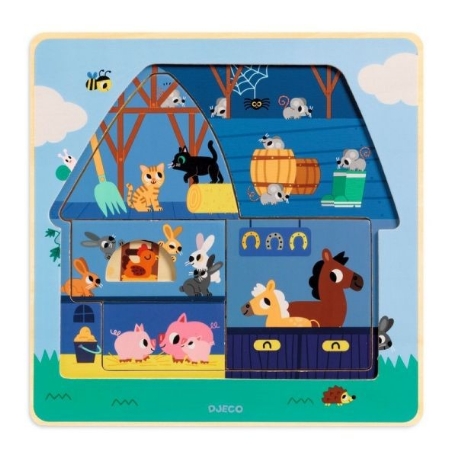 Puzzle 3 niveaux - Chez Moo - 12 pcs | Djeco
