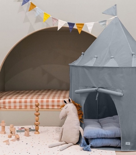 Tente de jeu castle en tissu recyclé - Bleu | 3 Sprouts