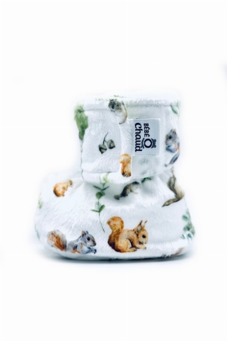 Pantoufles à velcro - Écureuil des bois | Bébé Ô Chaud