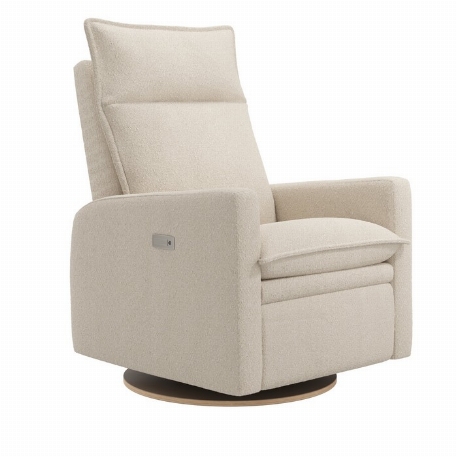 Fauteuil motorisé rembourré berçant pivotant et inclinable avec coussins amovibles Arya - Beyond Sheep Cream | Jaymar