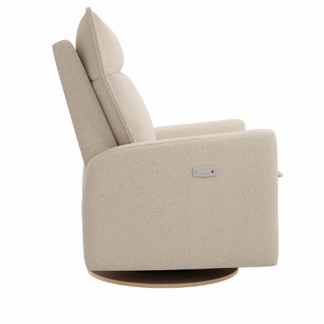 Fauteuil motorisé rembourré berçant pivotant et inclinable avec coussins amovibles Arya - Beyond Sheep Cream | Jaymar