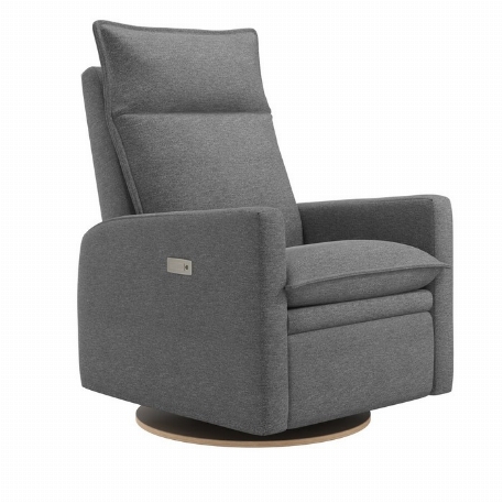 Fauteuil motorisé rembourré berçant pivotant et inclinable avec coussins amovibles Arya - Nexus Charcoal | Jaymar