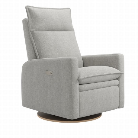 Fauteuil motorisé rembourré berçant pivotant et inclinable avec coussins amovibles Arya - Nubia Silver | Jaymar