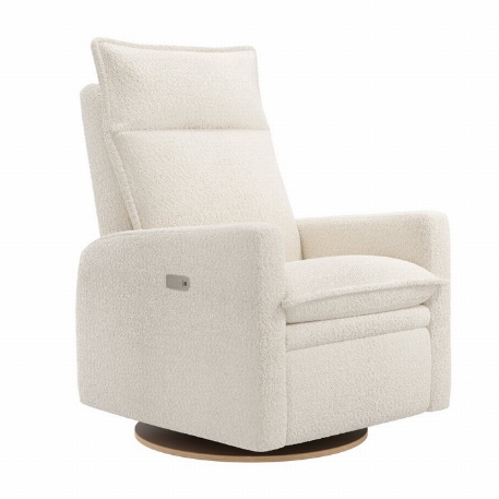 Fauteuil motorisé rembourré berçant pivotant et inclinable avec coussins amovibles Arya - Puppy Pearl | Jaymar