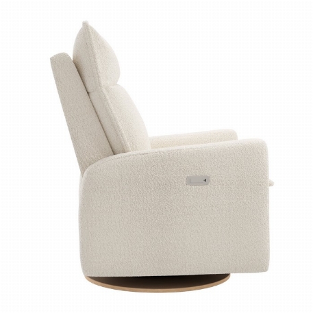 Fauteuil motorisé rembourré berçant pivotant et inclinable avec coussins amovibles Arya - Puppy Pearl | Jaymar