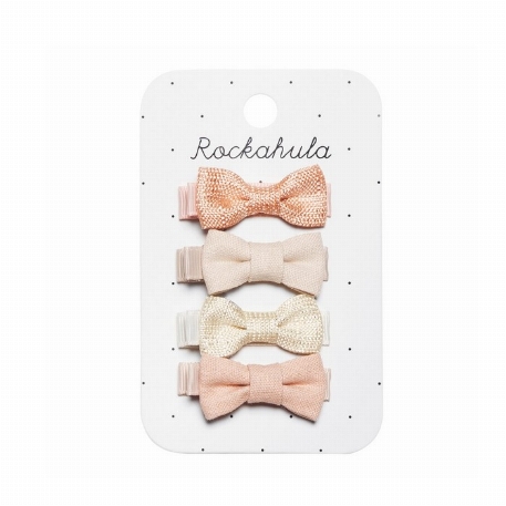 Barrettes Pqt 4 - Mini-boucles en lin | Rockahula