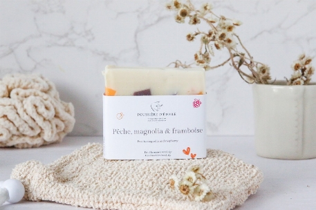 Savon en barre - Pêche, magnolia & framboise | Savonnerie Poussière D'Étoile