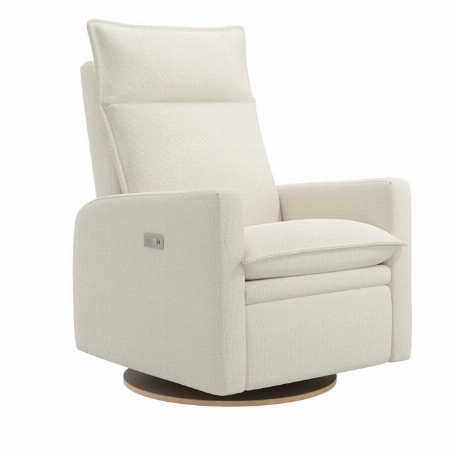 Fauteuil motorisé rembourré berçant pivotant et inclinable avec coussins amovibles Arya - Henequen Ivory | Jaymar