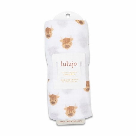 Couverture en mousseline - Vaches Highland | Lulujo