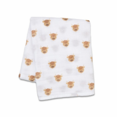 Couverture en mousseline - Vaches Highland | Lulujo