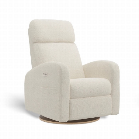 Fauteuil motorisé rembourré inclinable pivotant avec appui-tête ajustable à ailes latérales - Hailey - Henequen Ivory | Jaymar (copie)
