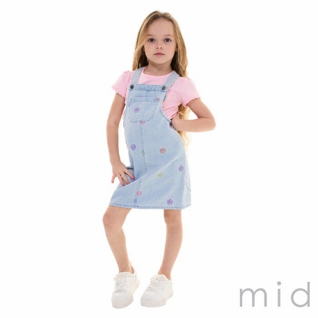 Jumper - Light blue denim - Fleurs | MID