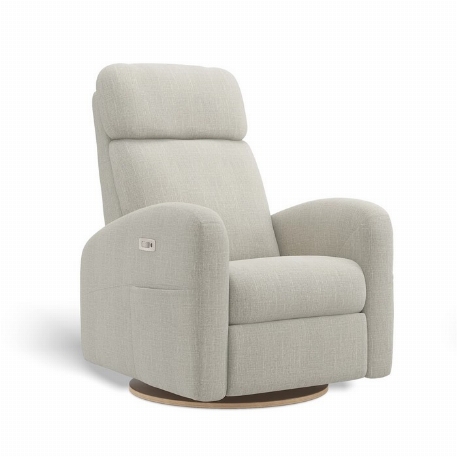 Fauteuil motorisé rembourré inclinable pivotant avec appui-tête ajustable à ailes latérales - Hailey - Arlo Pearl | Jaymar