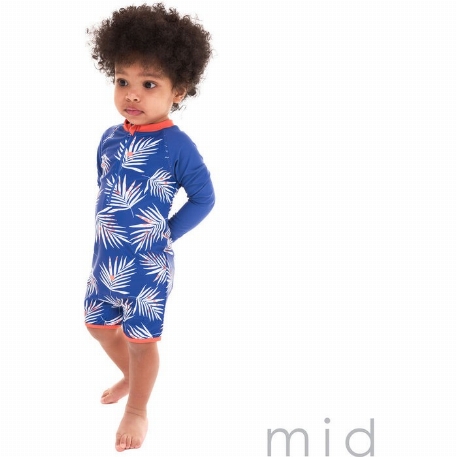 Maillot de bain à manches longues - Blue/Orange | MID