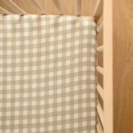 Drap contour lit de bébé - Sage gingham | Minika