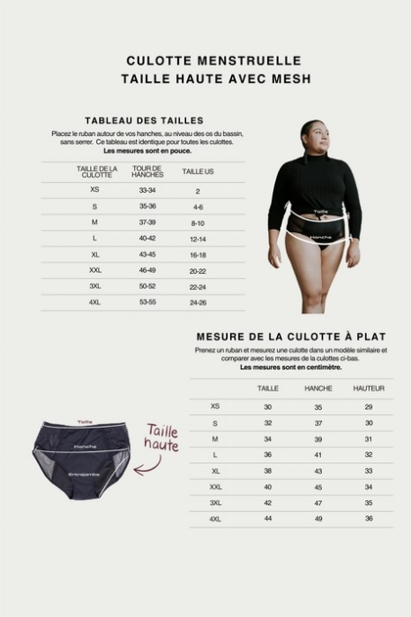 Culotte menstruelle taille haute avec mesh - Absorption élevée | Ora Protections